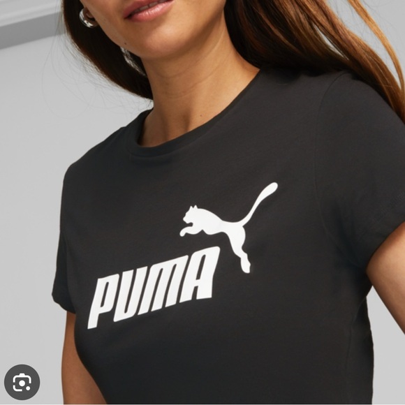 PUMA Women's Essentials Slim Logo Cropped T-shirt Black - Picture 3 of 13